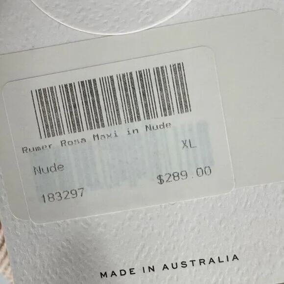 NWT Rumer Rosa Sleeveless Scoop Neck Maxi Dress Open Back Side Split Nude XL - Picture 10 of 16